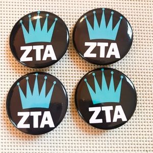 ZTA Zeta Tau Alpha crown pin buttons
